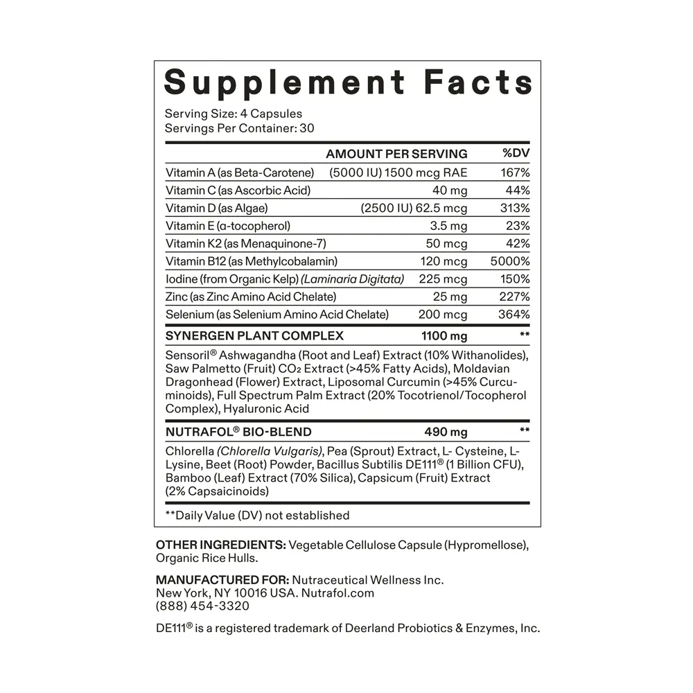 Nutrafol Vegan Supplement Facts
