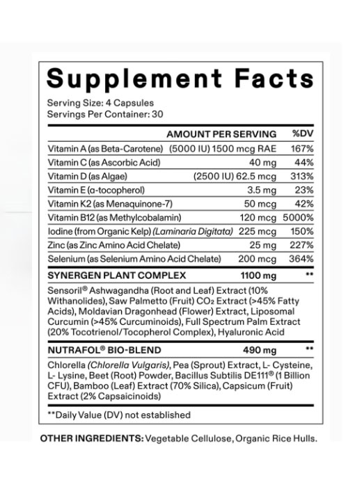 Nutrafol Vegan Supplement Facts