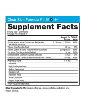 Clear Skin Formula Plus HA Supplement Facts