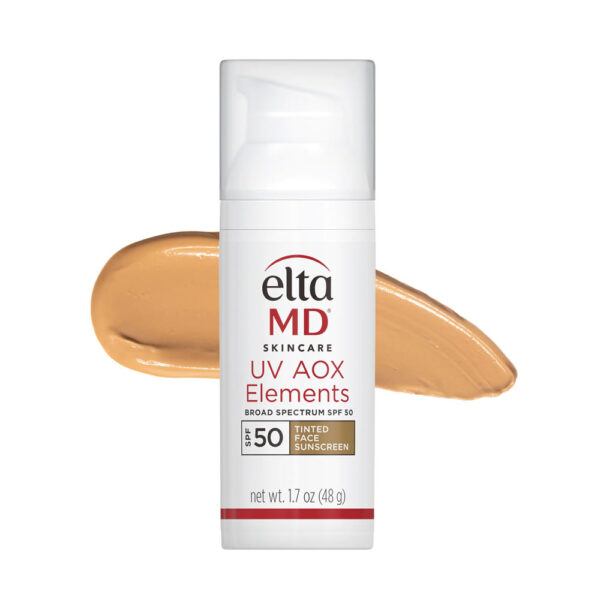 EltaMD UV AOX Elements Sunscreen bottle and swatch