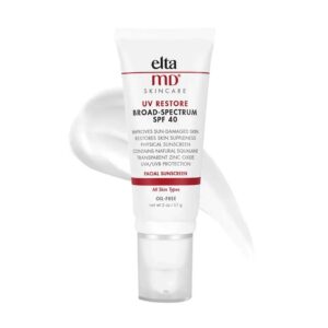 EltaMD Restore Untinted sunscreen tube and swatch