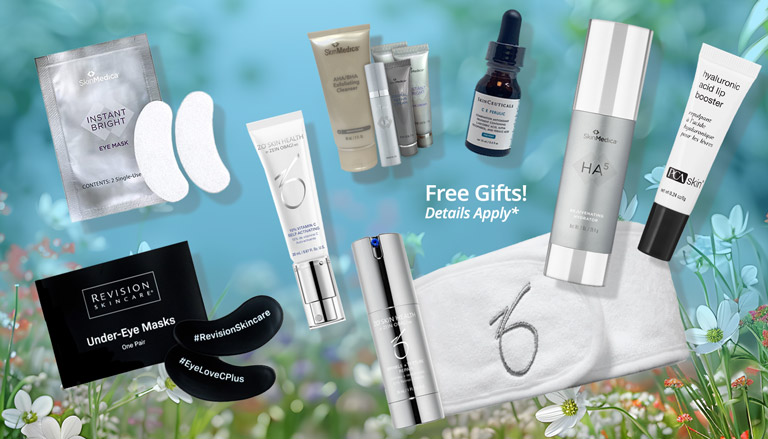 Gift with purchase products includes Zo, SkinMedica, SkinCeuticals